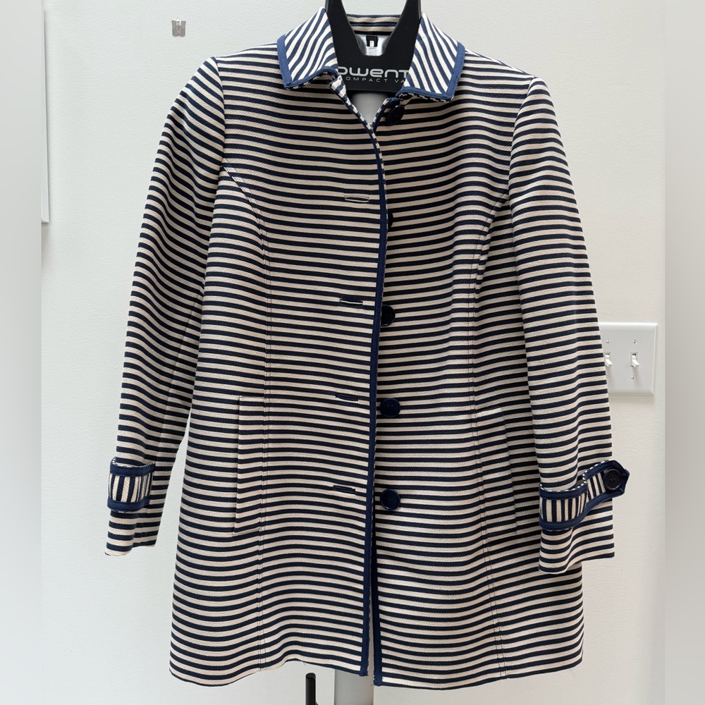 NWT Anne Klein Navy and White Striped Jacket